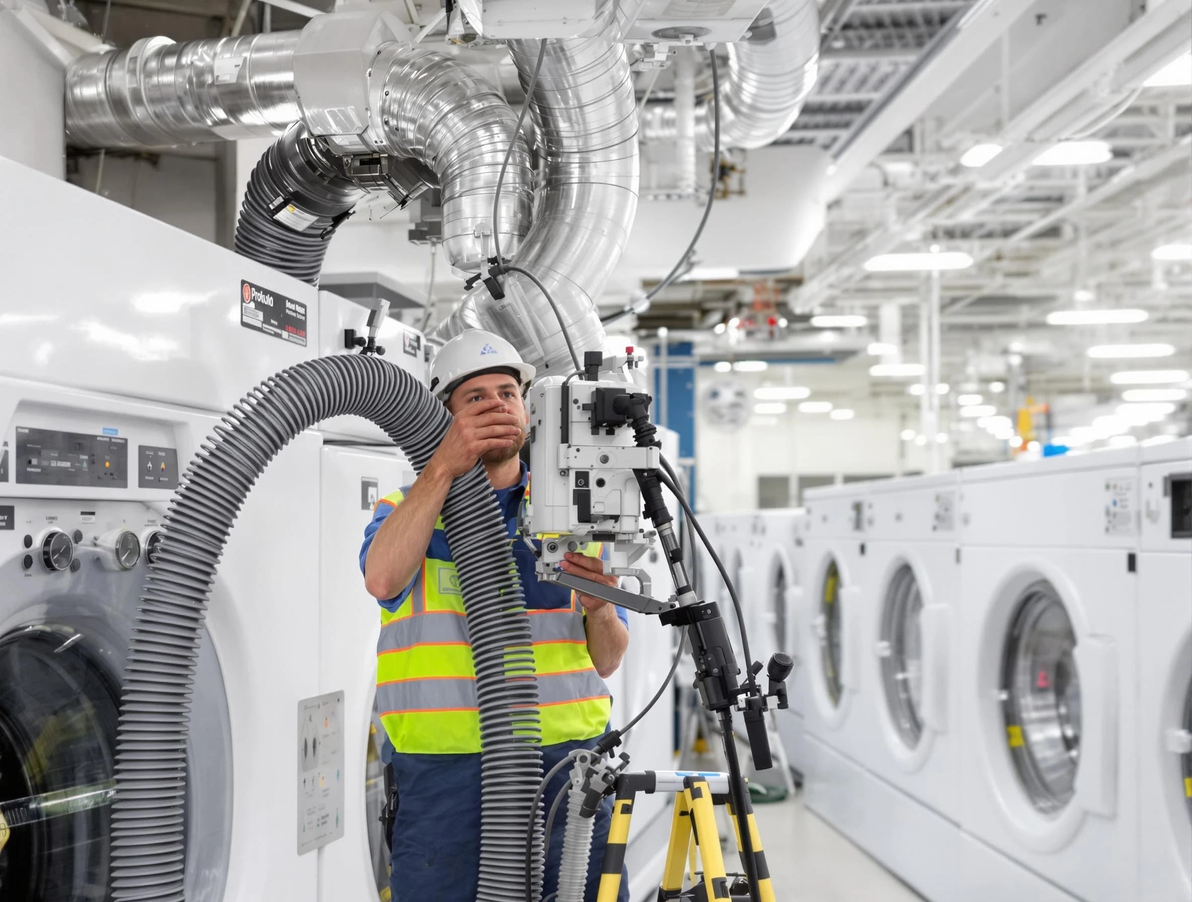 Welby Dryer Vent Cleaning team performing commercial-grade dryer vent cleaning at a business facility in Welby