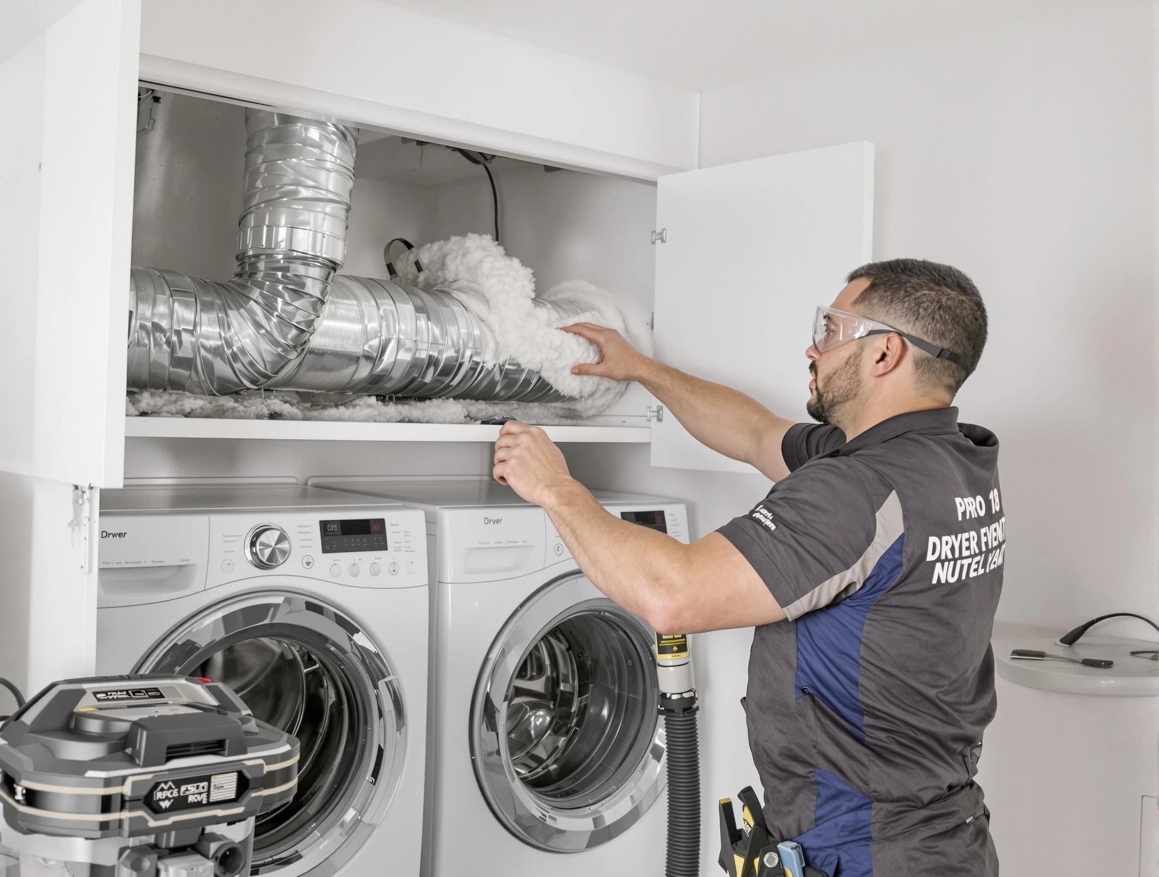Welby Dryer Vent Cleaning certified technician performing specialized gas dryer vent cleaning in Welby